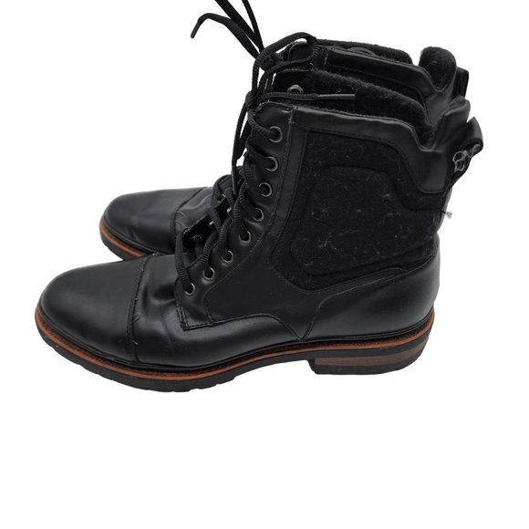 Zara Man Combat Boots Mens 41 Cap Toe Mid Winter Snow  Black Leather / Wool main image 7